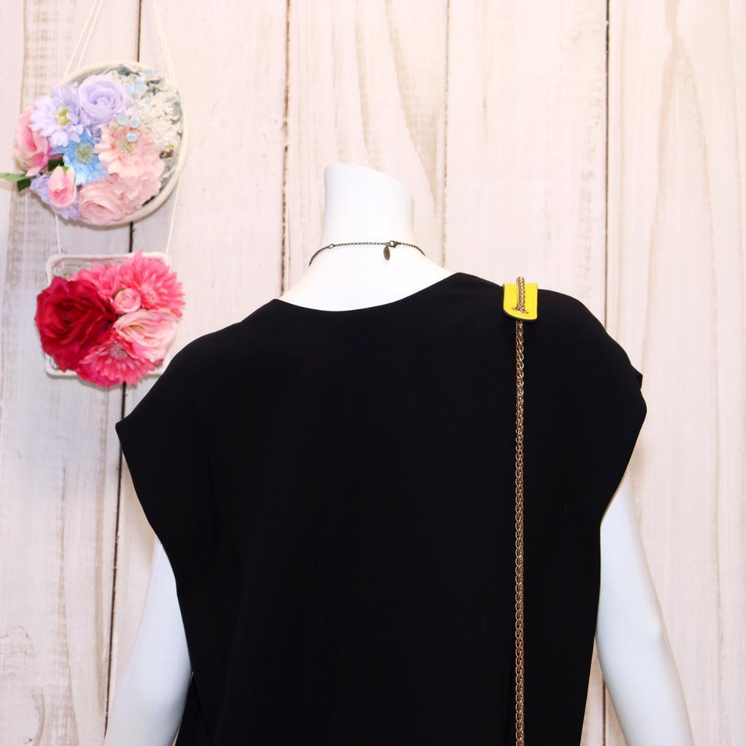 ブレンヘイム フレンチスリーブロングワンピ S ゆったりシルエット 黒