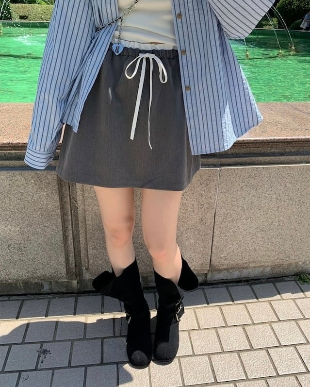 (即納)ezediary / OB frill skirt / gray