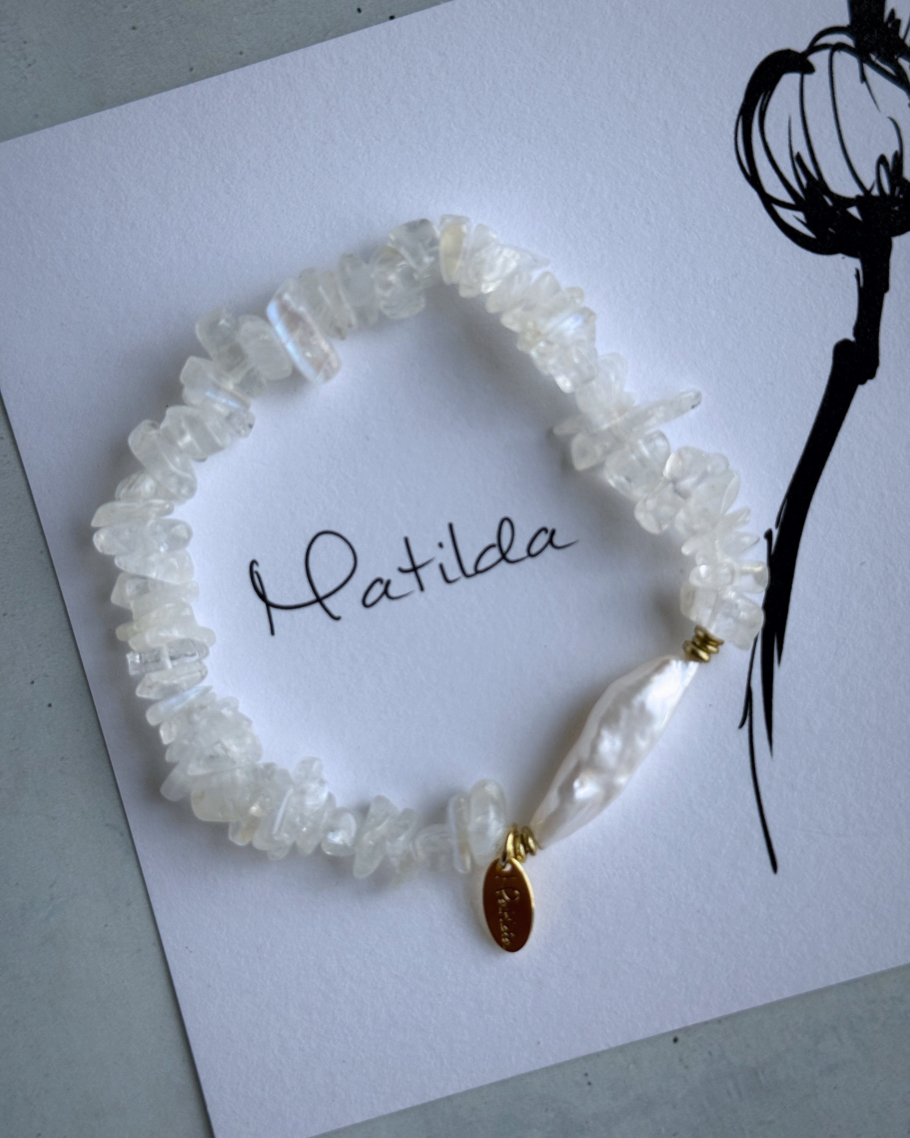 one color bracelet(淡水パール×ブルームーンストーン)