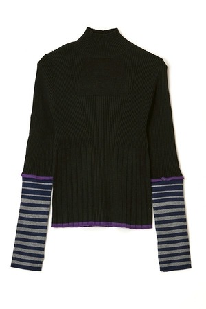 アウラアイラ AULA AILA BORDER SLEEVE RIB KNIT