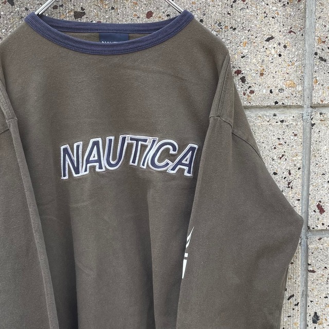 【Mサイズ】NAUTICA ノーティカ 袖プリ入り 大きめサイズ 長袖シャツ