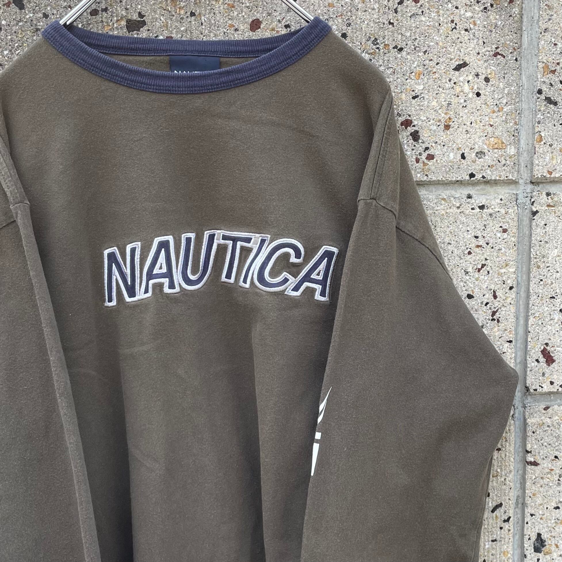 【Mサイズ】NAUTICA ノーティカ 袖プリ入り 大きめサイズ 長袖シャツ