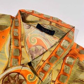 RAIKA ライカ デザイン レーヨン 半袖 シャツ 柄シャツ LL/マルチ系 メンズ ビンテージ