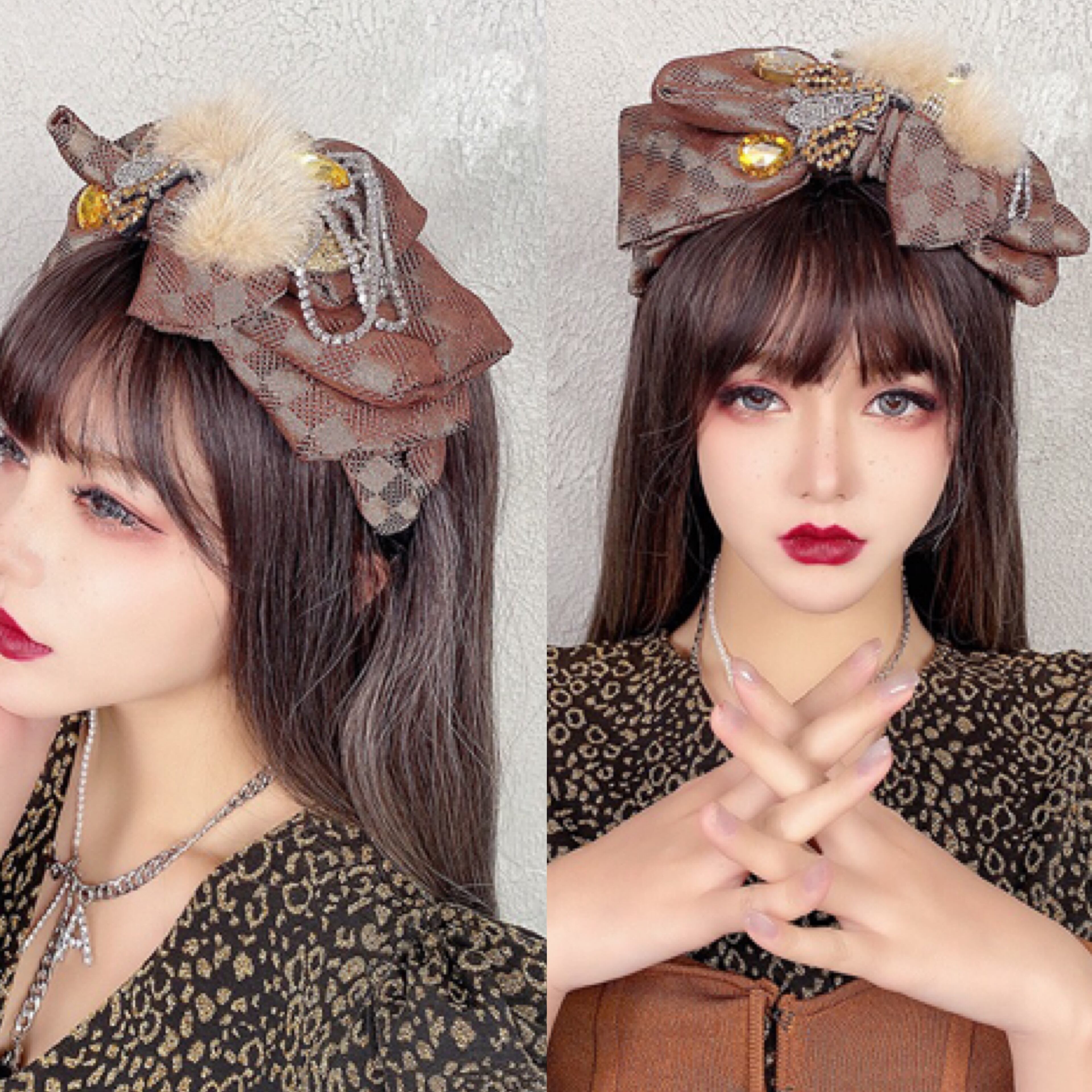 ヘアバンド カチューシャ リボン 茶色 ヘアアクセサリー | LOVEYsmileSHOP