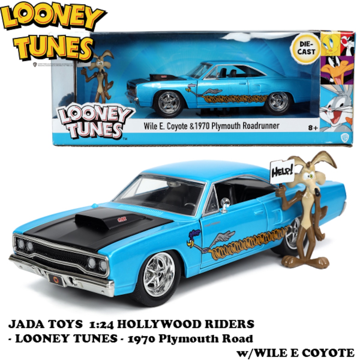 JadaTOYS 1/24 1970 プリムス ロードランナー(コヨーテフィギュア付き 