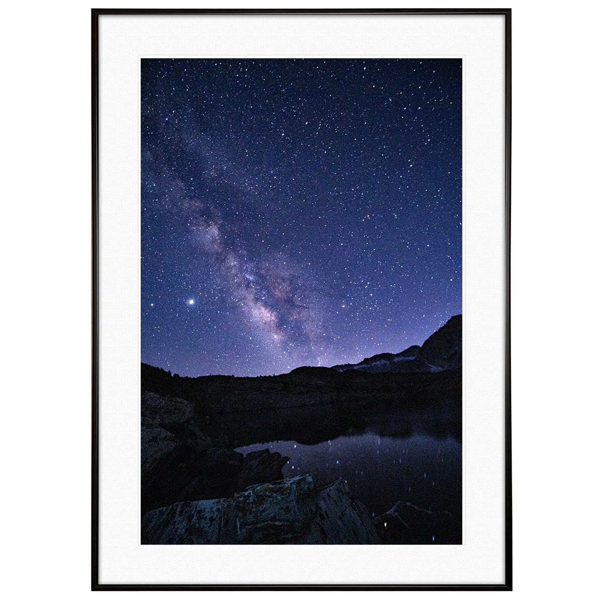 星空写真 湖に反射する天の川銀河 インテリアアートポスター額装 AS0947