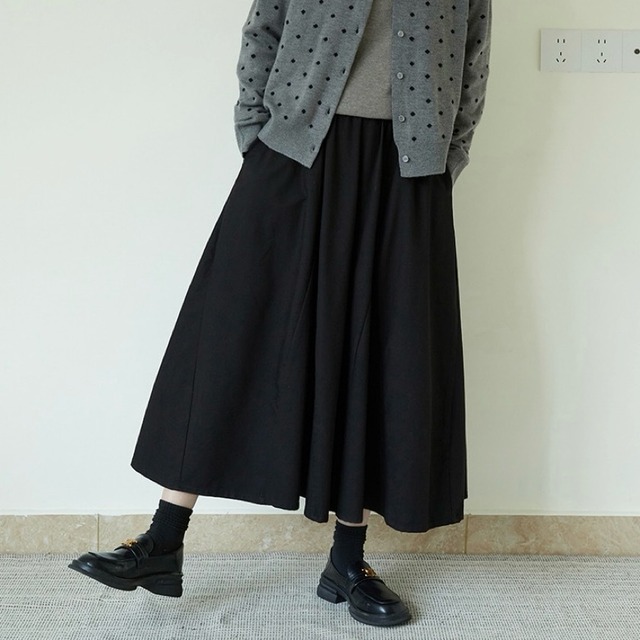 high waist long gather skirt m0227