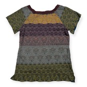 CATHERINE ANDRE カトリーヌアンドレ ボーダー 総柄 半袖 ニット セーター サイズ L /フランス製