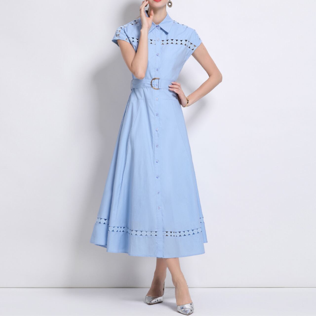 Laser Cut A-Line Dress 00144