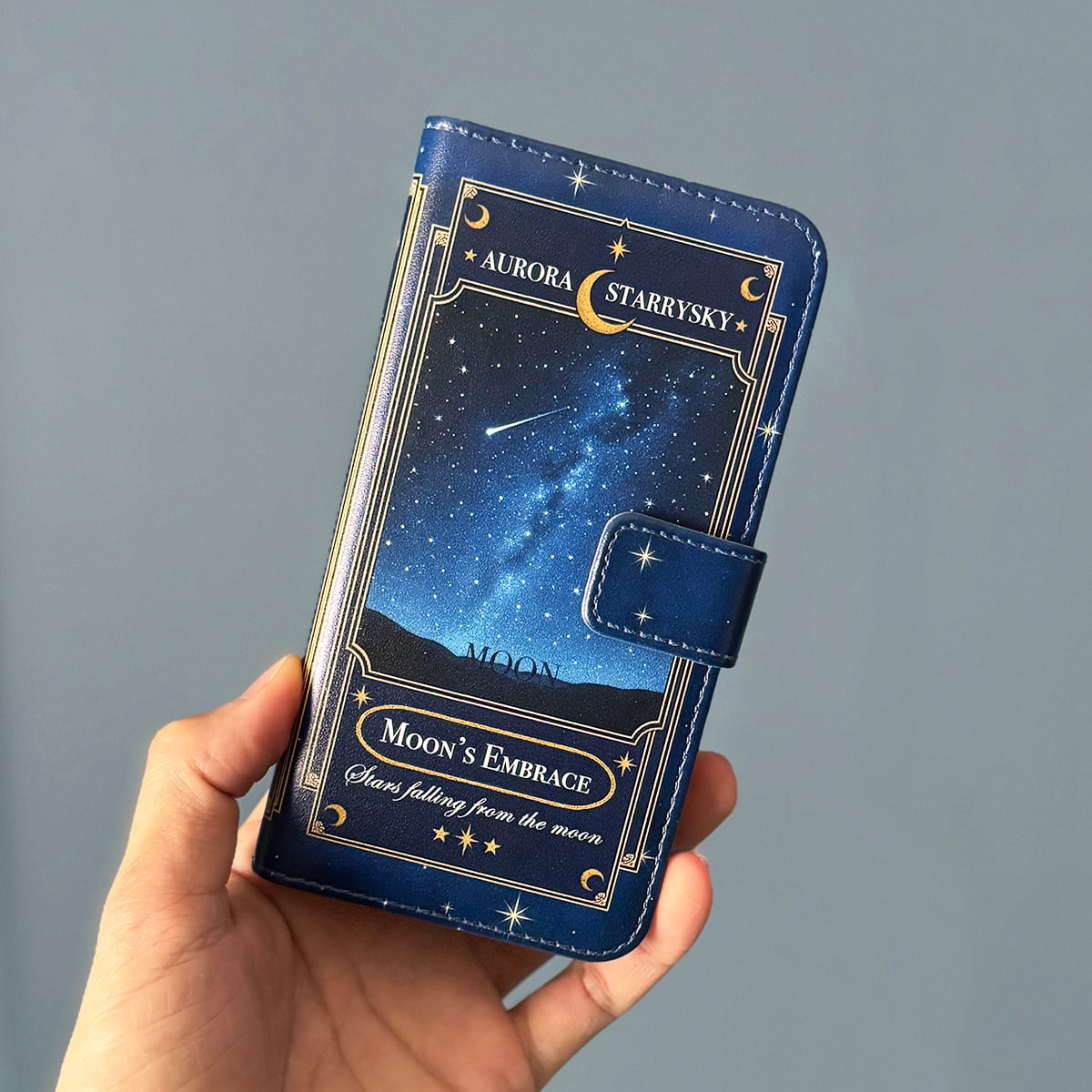 星空香水瓶 オーロラ ラベル柄 スマホケース 手帳型スマホケース