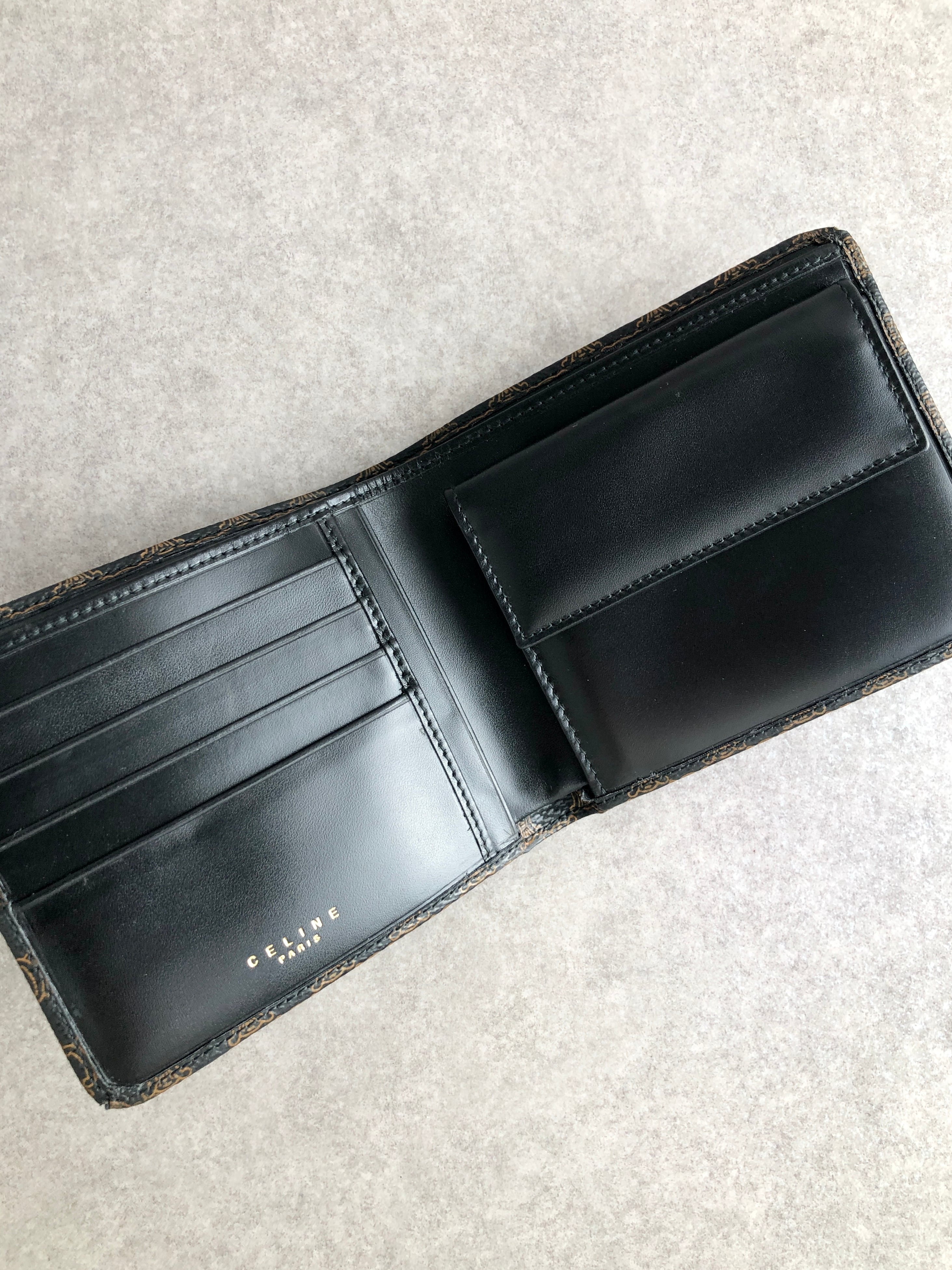 CELINE セリーヌ マカダム 財布 ブラック PVC レザー 2つ折り vintage