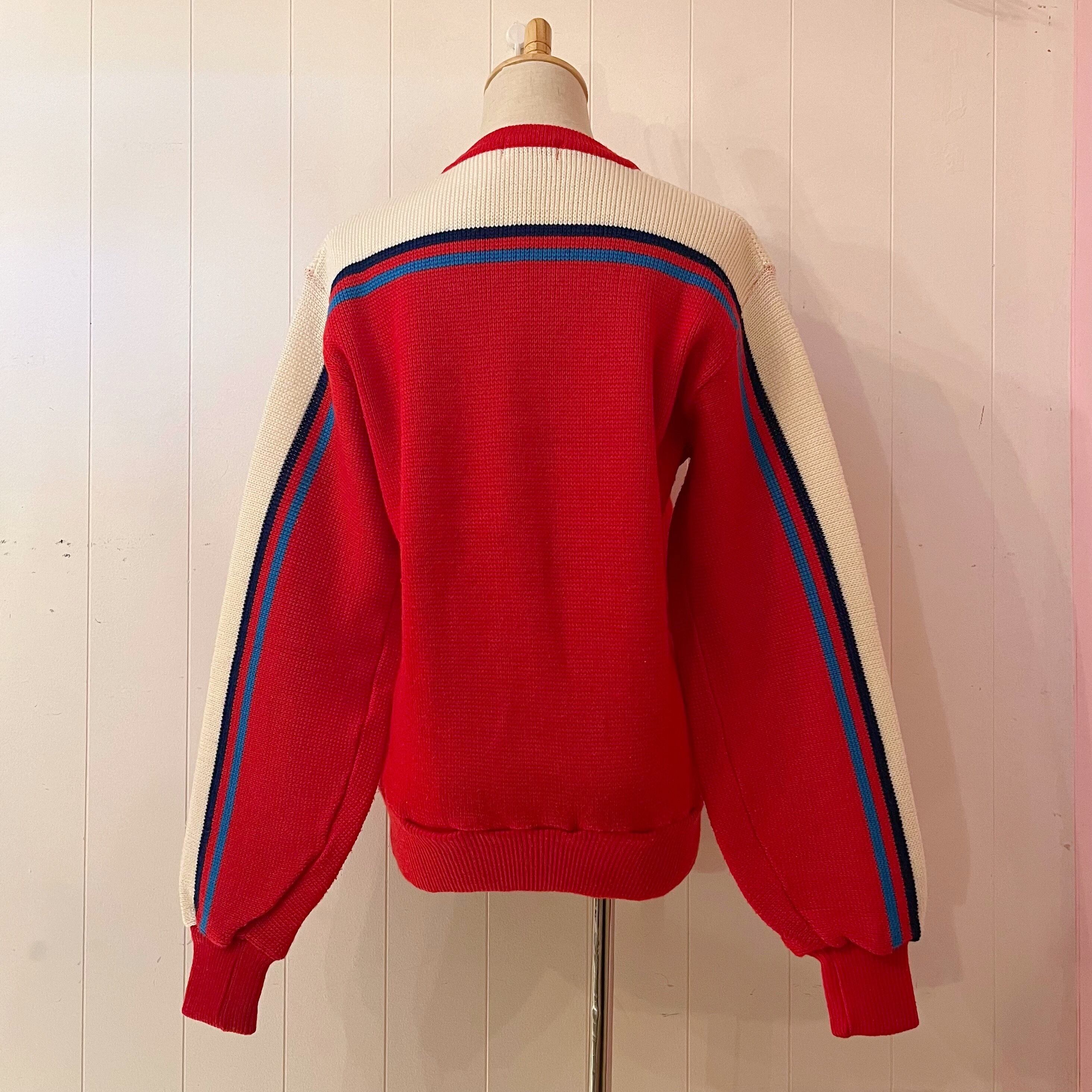 red white line jersey knit po