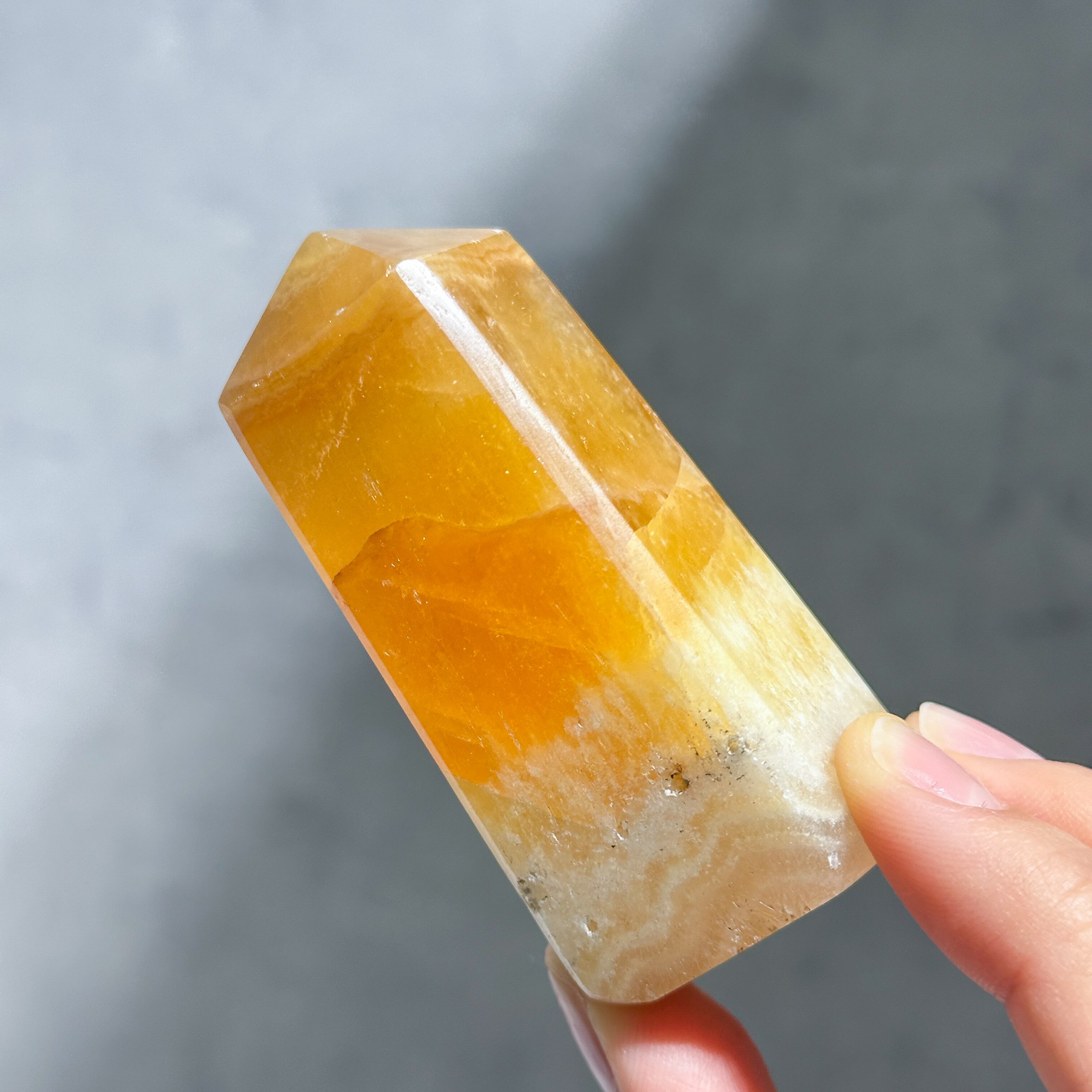 オレンジカルサイト　イエローカルサイト　タワー　置物　パワーストーン　天然石 オレンジカルサイト タワー型62◇ Orange Calcite ◇天然石・鉱物