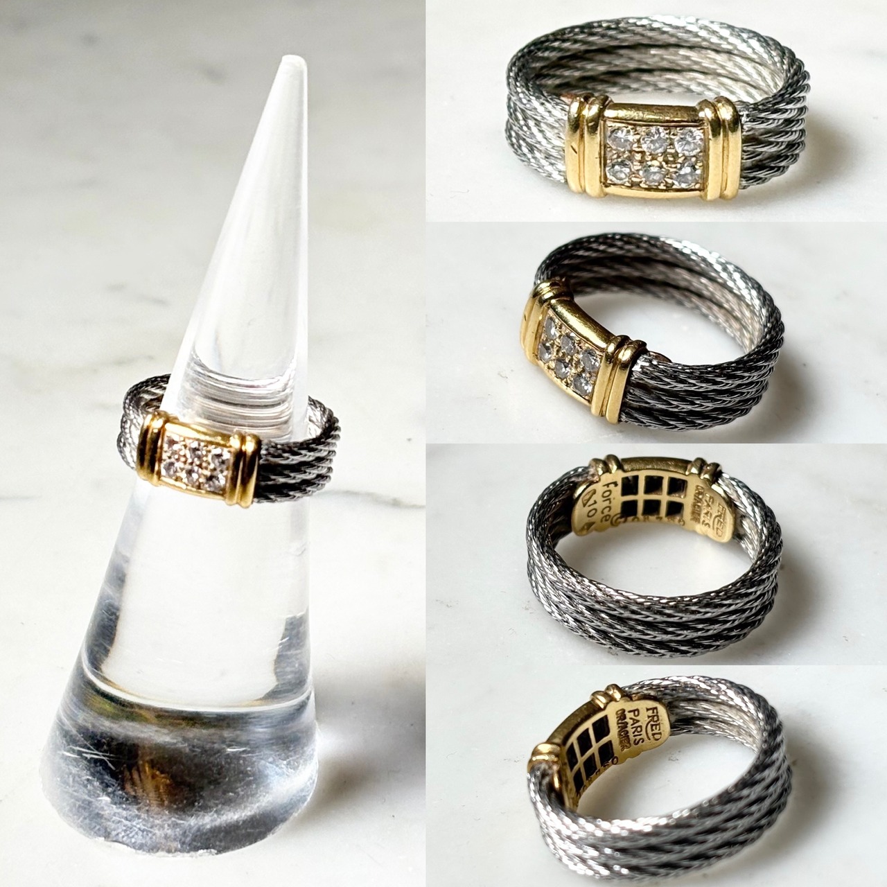 vintage FRED ss×k18 diamond ring “Force 10”