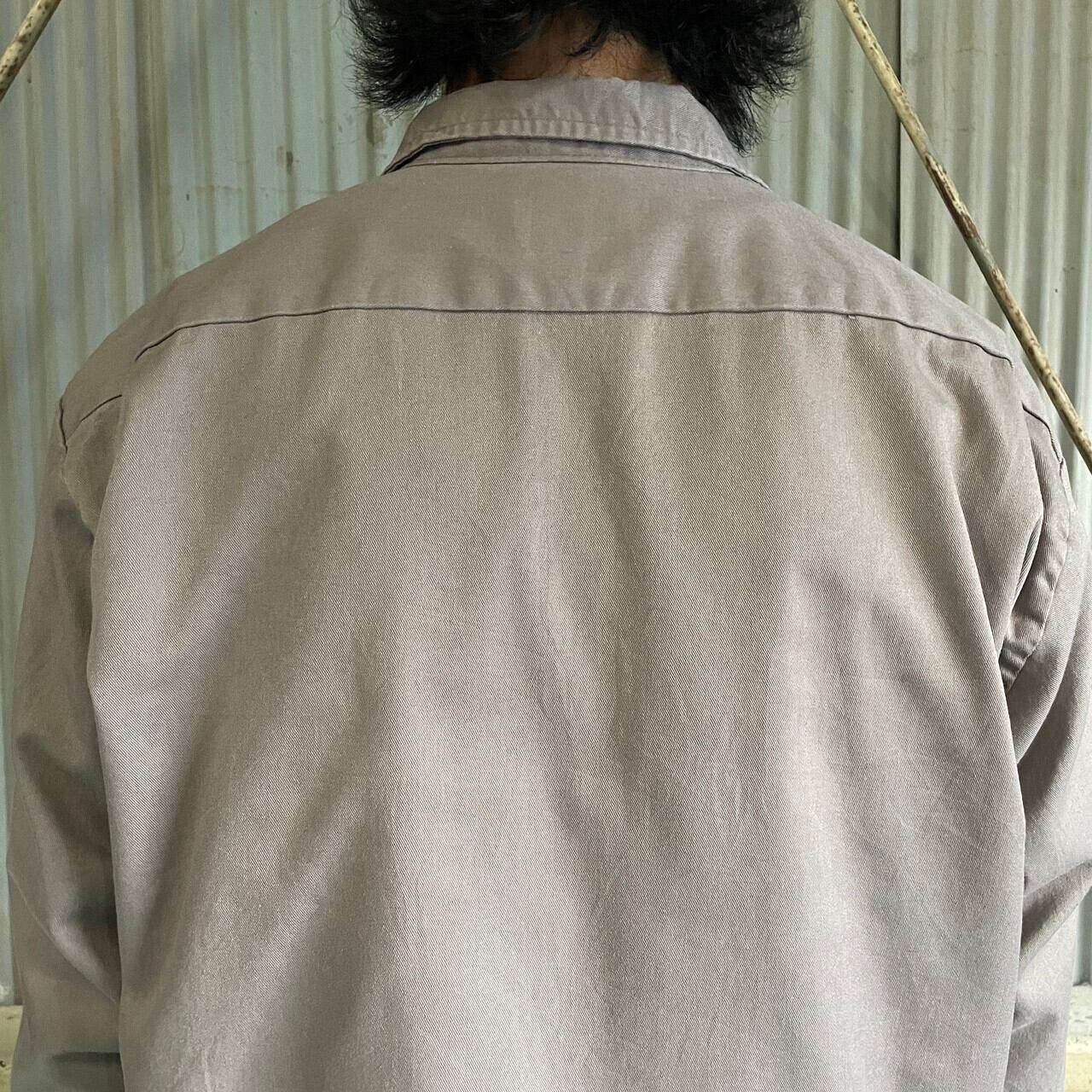 Dickies ディッキーズ 長袖 ワークシャツ メンズL 古着 グレー 灰色