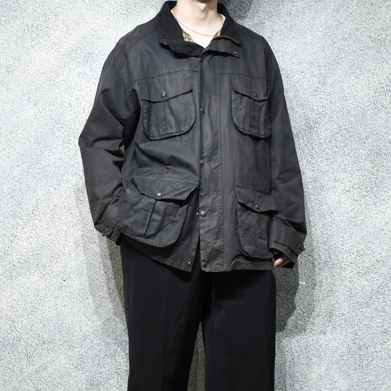 P.G.FIELD dark brown oiled jacket