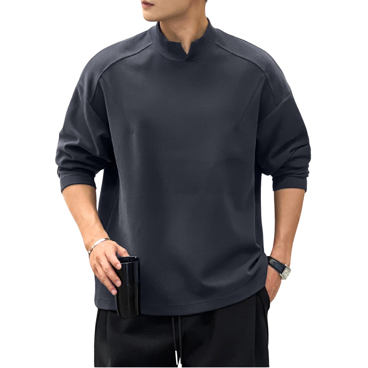 スタンドカラーハーフジップスウェット　TB1766・画像3