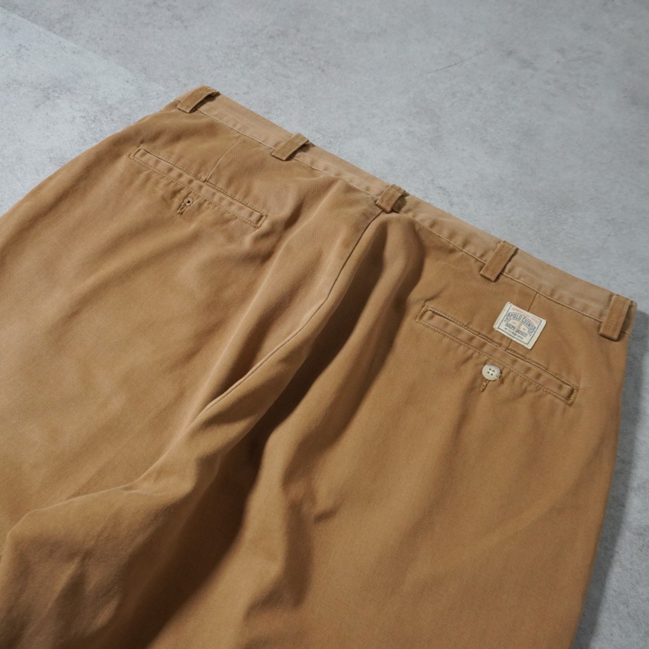 90s 初期型 USA製 Polo by Ralph Lauren POLO CHINO "No pleats" Tobacco Brown [W36L31相当] 古着 - 9