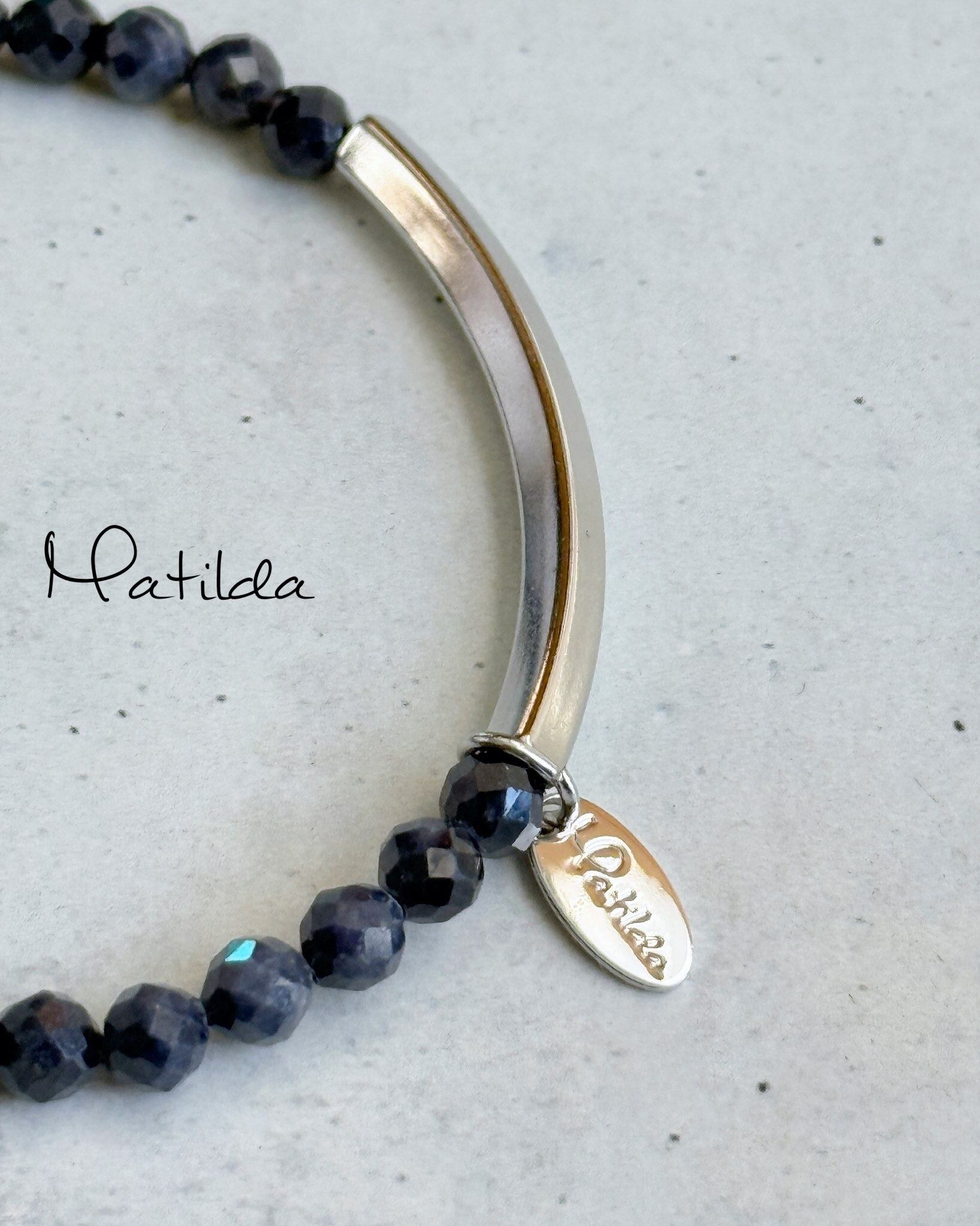 【再販】Tube & stone bracelet(サファイア)