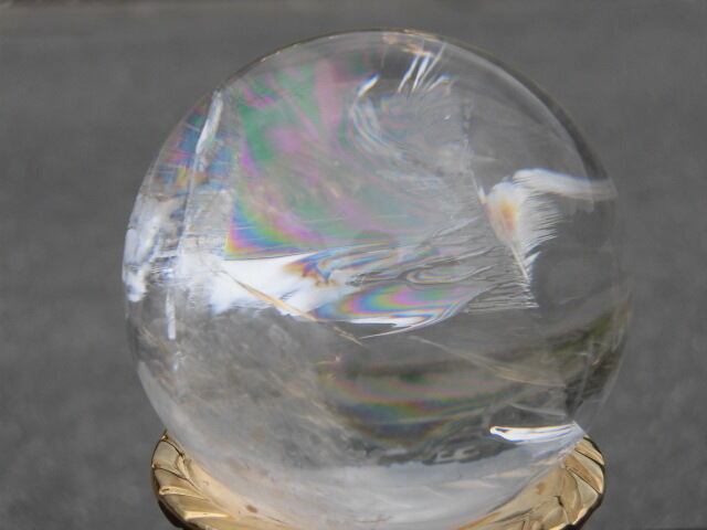 【送料無料】【高品質】69mm ブラジル産天然レインボー水晶玉 no.3