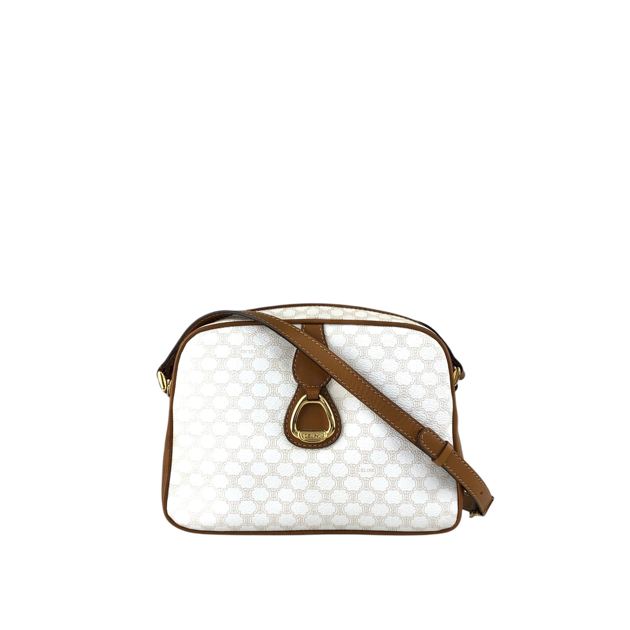 CELINE セリーヌ マカダム ショルダーバッグ ホワイト ホースビット