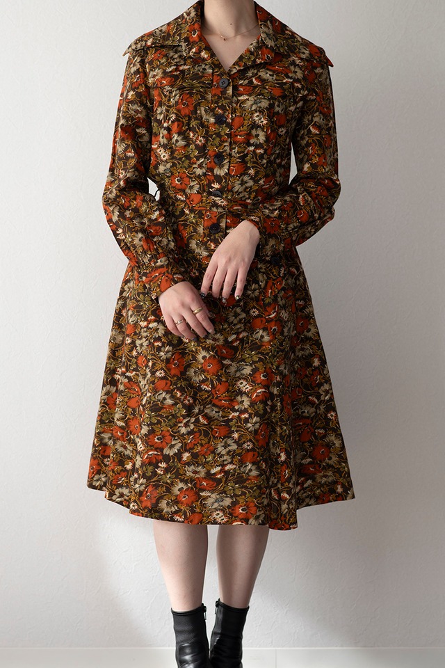 60s Autumn Flowery middle dress