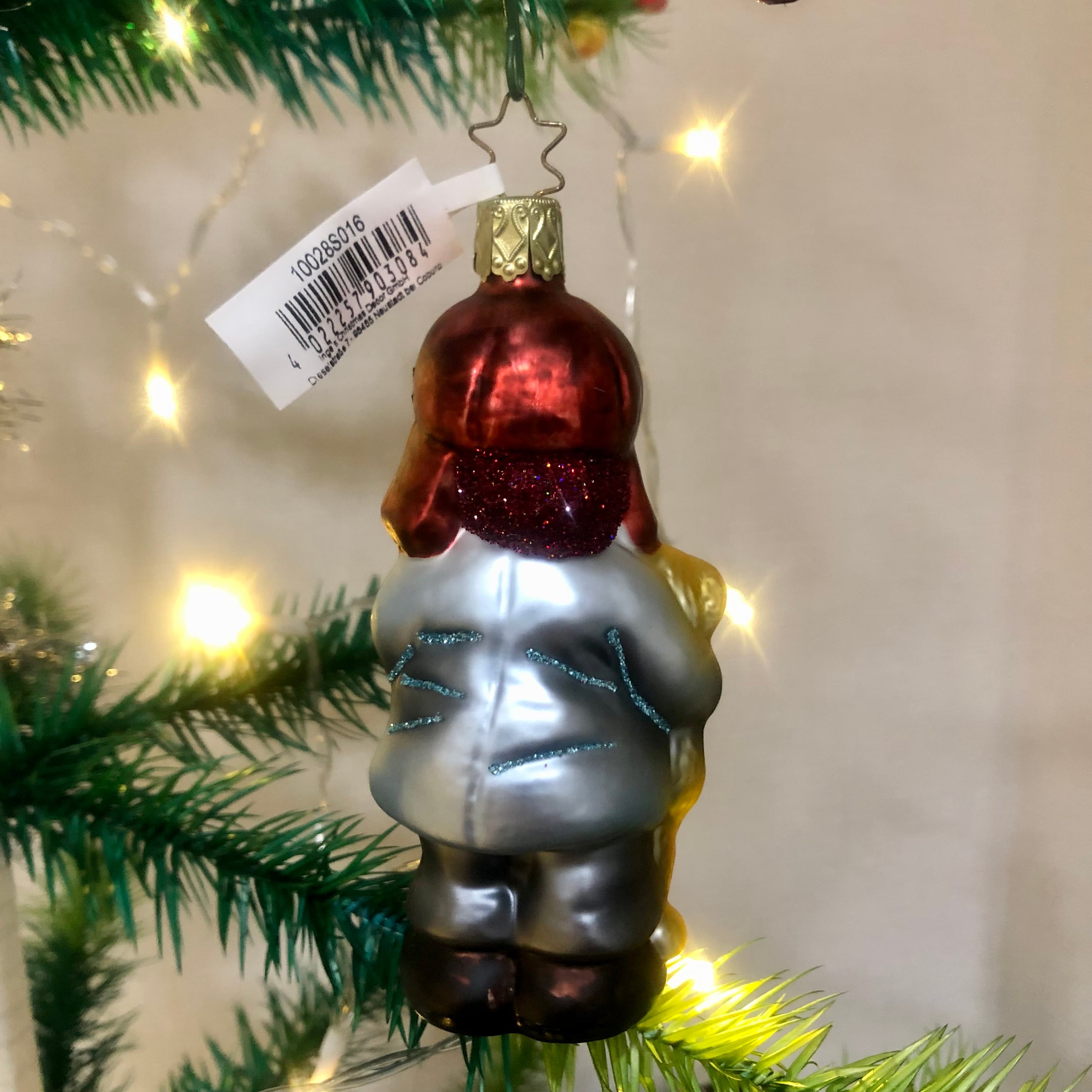 INGE-GLAS ドイツ製 テディベアと子供 ガラスオーナメント クリスマス