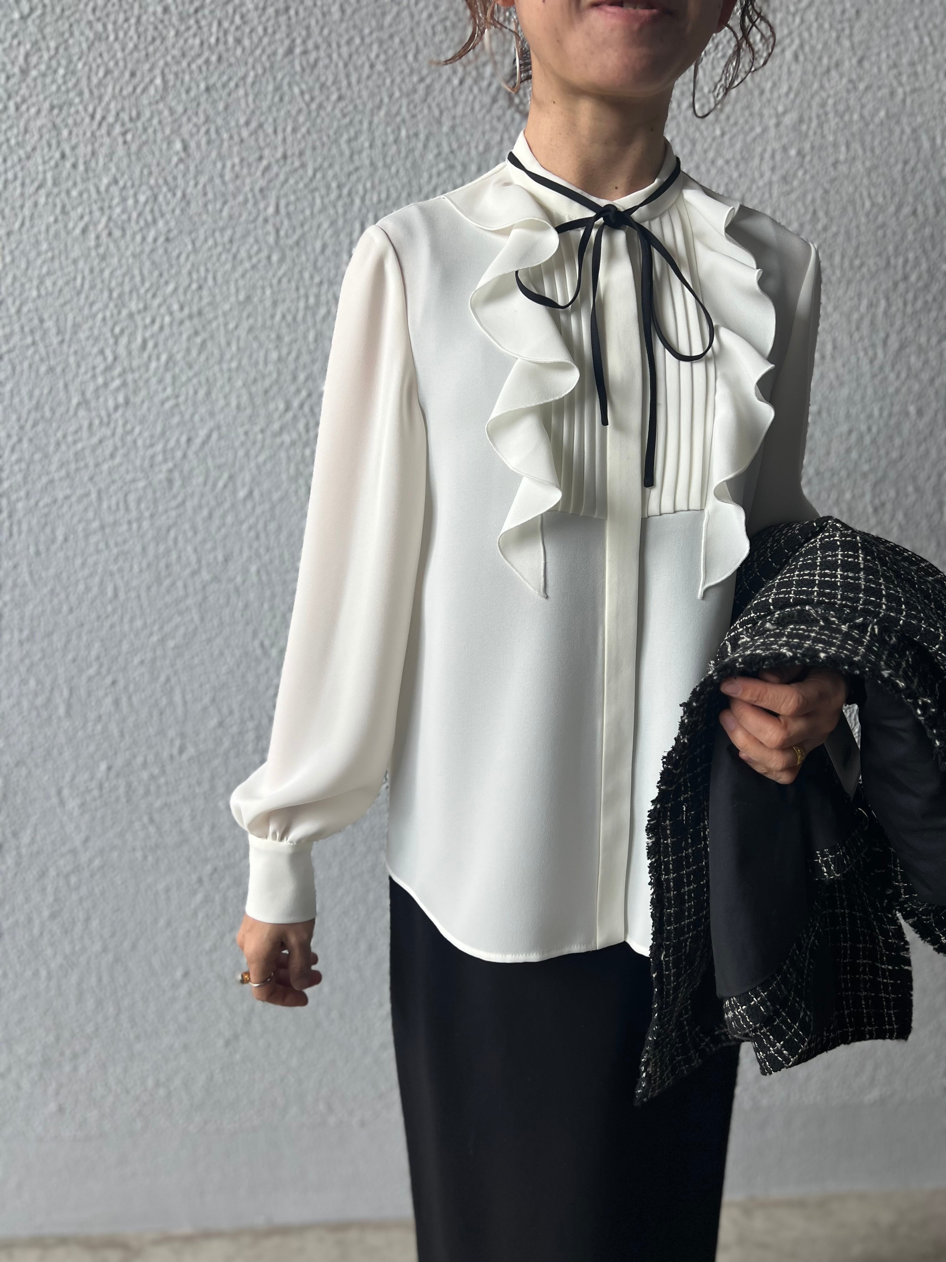 【PASSIONE】取り外し可コードフリルブラウス　616918