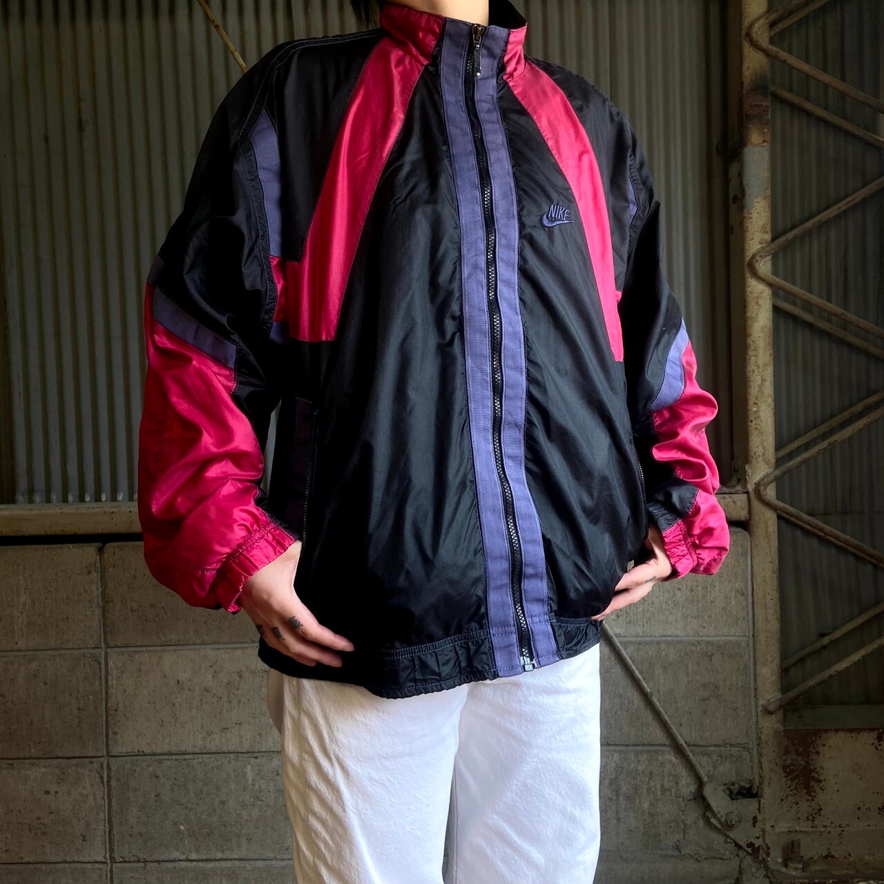 90年代 銀タグ NIKE ナイキ ナイロンジャケット メンズXL相当 古着 90s 