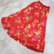 【美品 フラメンコ衣装】スカート ファルダ レッスンウェア NANNY JIMENEZ 赤 レッド オレンジ ピンク 緑 グリーン 花柄 派手