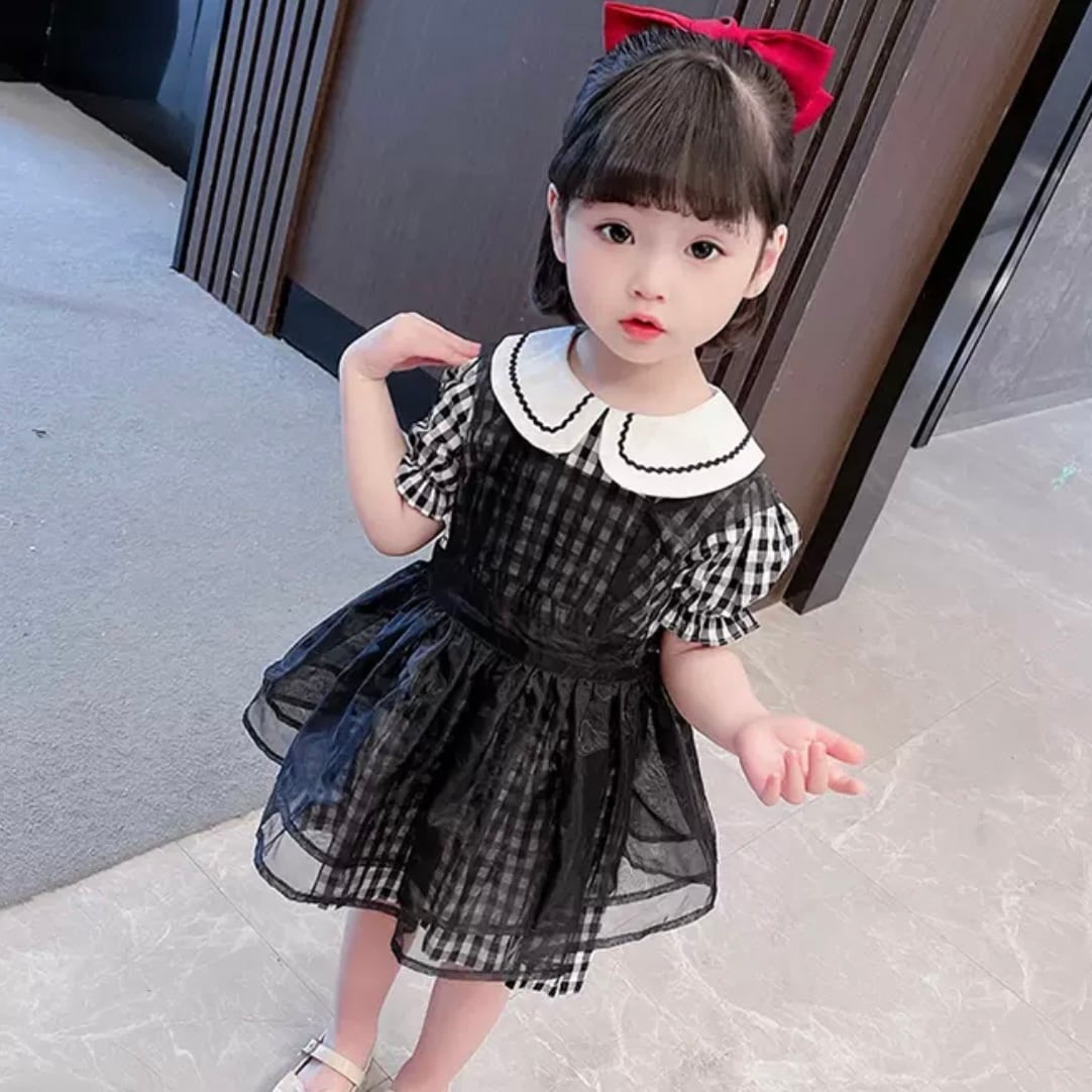 BURBERRY LONDON チェック柄 リボン付 半袖 ワンピース キッズ