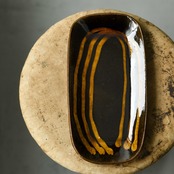 齊藤十郎 スリップ サンマ皿(茶)