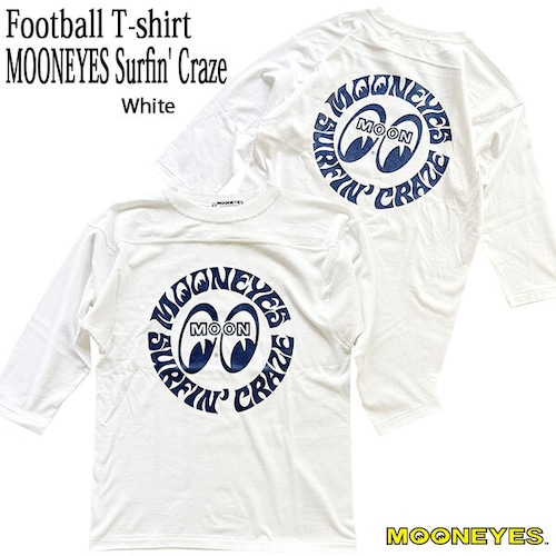 MOONEYES Surfin' Craze Football T-shirt White ムーンアイズ サーフィン クレイズ フットボール Tシャツ ホワイト MOONEYES ムーンアイズ