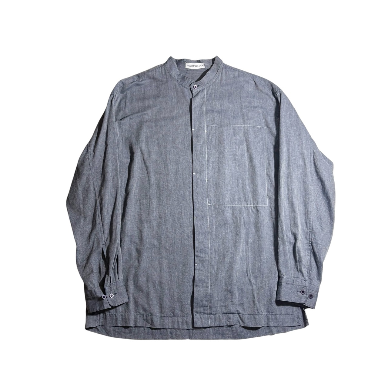 ISSEY MIYAKE MEN band collar chambray shirt