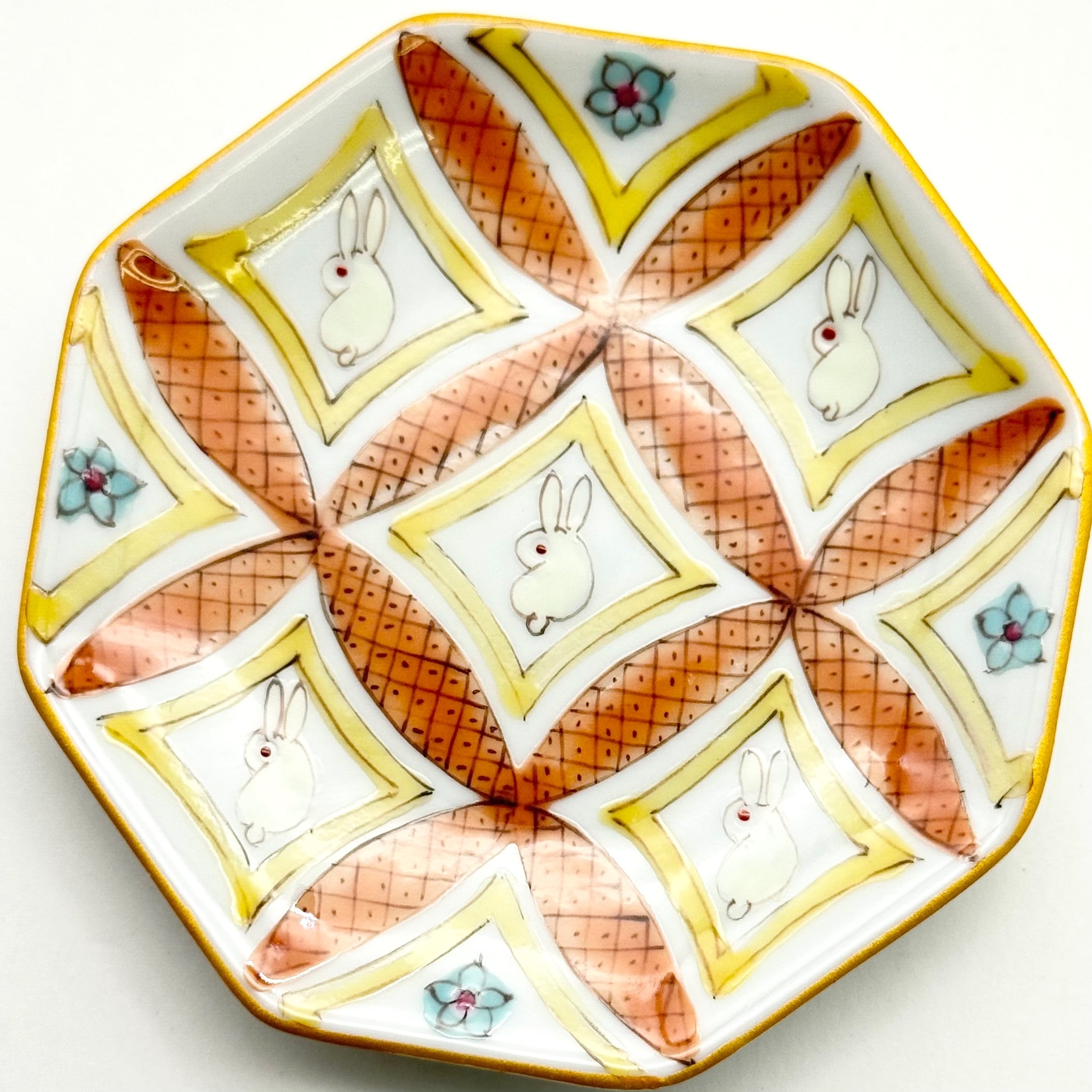 【さち様ご確認ページ】ジニレット 七宝うさぎ(ピンク) 八角豆皿《曽我部治子》 | 24to3［西富陶磁器