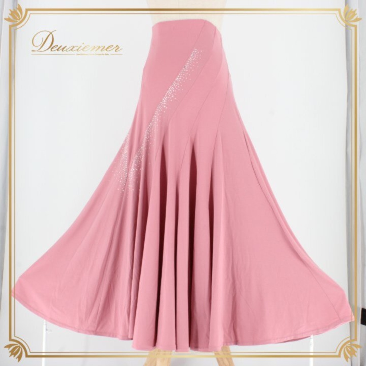 社交ダンス 衣装 スタンダード スカート レッスンウェア レディース ピンク系 無地 練習着 シンプル フォーマル ステージ衣装 ラインストーン フレアスカート ダンススカート ソーシャルダンス 練習用 ステージ用 発表会 ウエストゴム ピンク ストーン装飾 ラインストーン付き キラキラ シンプルデザイン 上品 大人可愛い エレガント ダンスレッスン コスチューム レディース用 Ballroom skirt Standard skirt Pink Sparkle stones