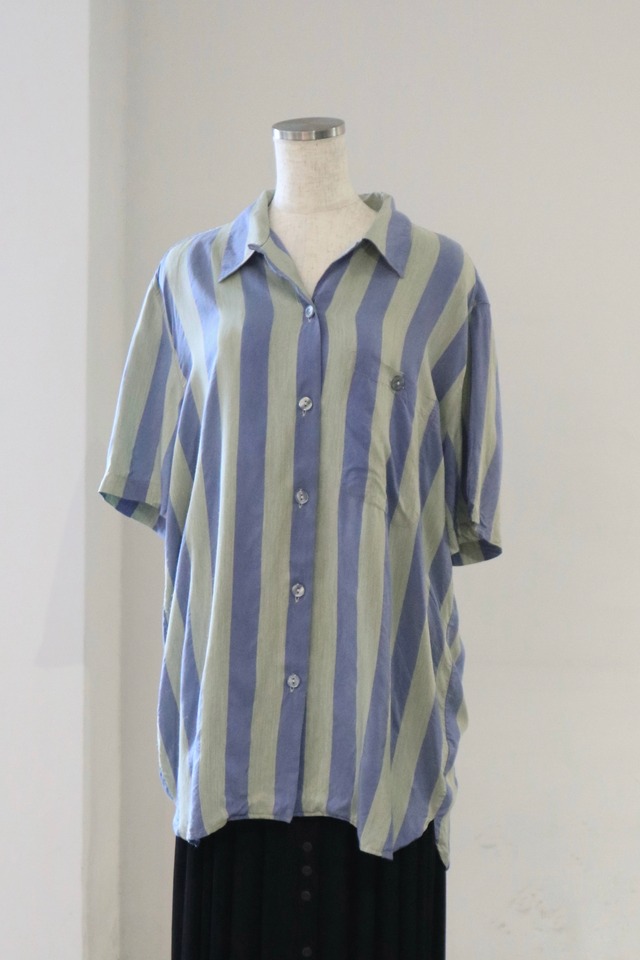 Euro viscose silk stripe shirt