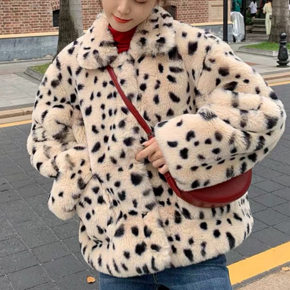 ヒョウ柄フード付きコート フード ジャンパー ジャケット コート ファー レオパード ヒョウ柄