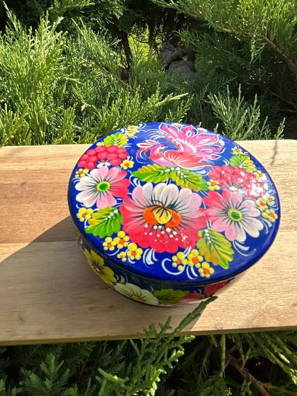 ペトリキウカ塗り 木製ジュエリーボックス（ホメンコ作）ウクライナ製