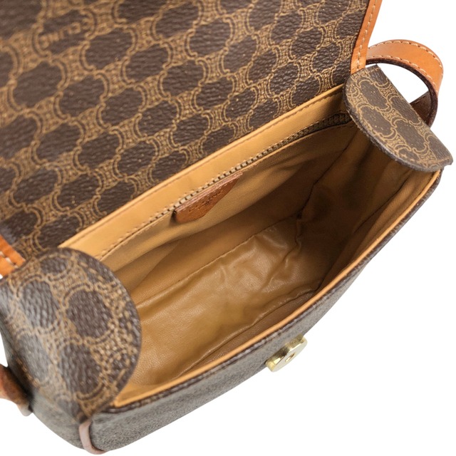 CELINE セリーヌ マカダム ショルダーバッグ ブラウン ホースビット PVCレザー ミニバッグ vintage ヴィンテージ オールド ffjd2x