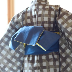 110サイズ【帯付き浴衣】チェック モスグリーン // 送料無料 //