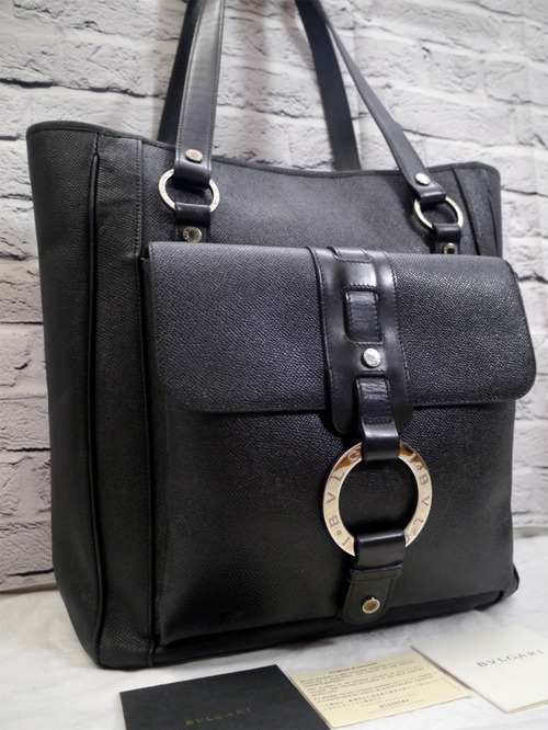 レア26万◆BVLGARI ブルガリ A4対応 ビジネス可 ブルガリブルガリ サフィアーノレザー トート バッグ 黒◆ 通勤通学にも大活躍の万能トート