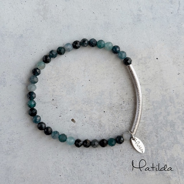 【再販】Tube & stone bracelet（ブルートルマリン）
