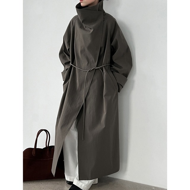 Stand collar loop button trench coat   G867
