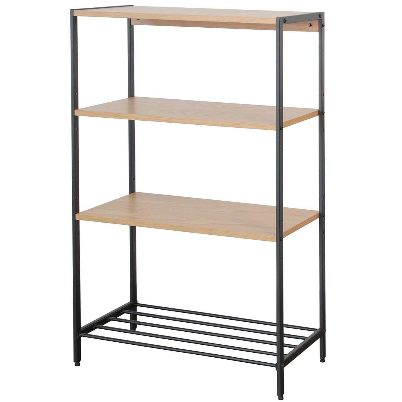 ウッドラック スチールラック 4段 ディスプレイラック フリーラック オープンラック 多目的ラック