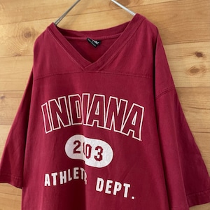 【STARTER】カレッジ インディアナ大学 INDIANA フットボールTシャツ L ビッグサイズ バーガンディ スターター US古着