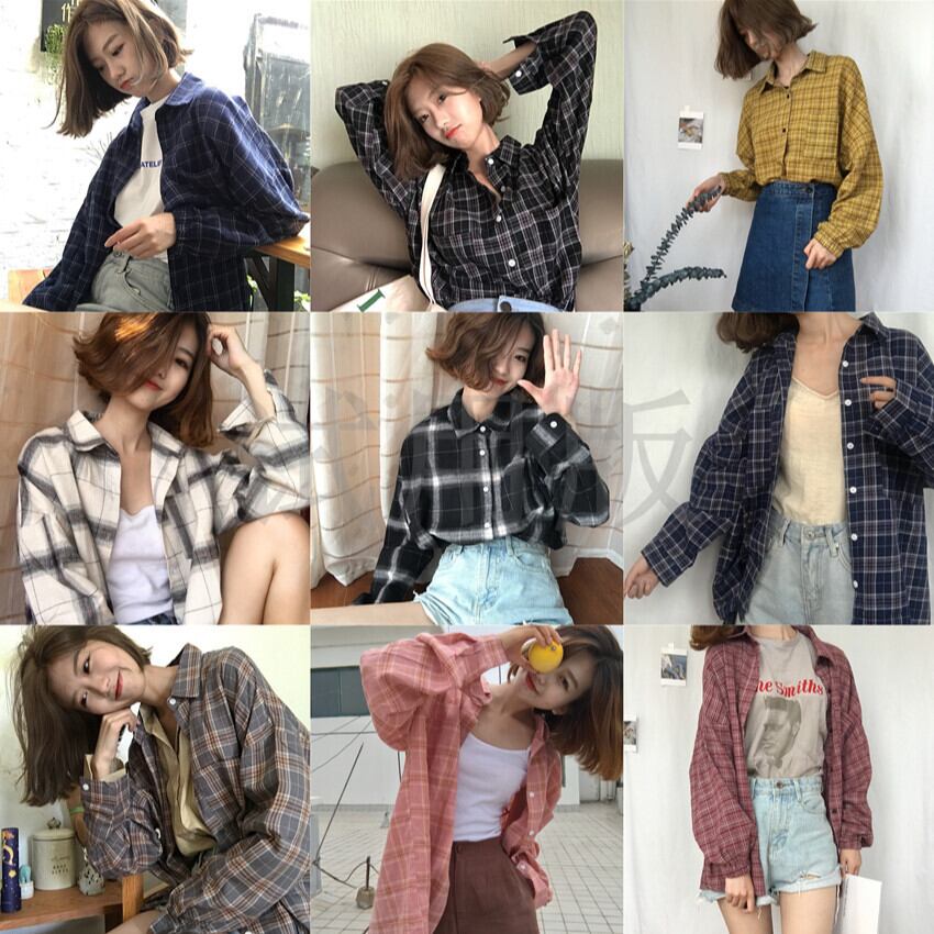 初春新ポロシャツルーズスチューデントラティスネットレッド長袖シャツ女性ジャケット香港レトロシャツ YY-ファッション63704218340