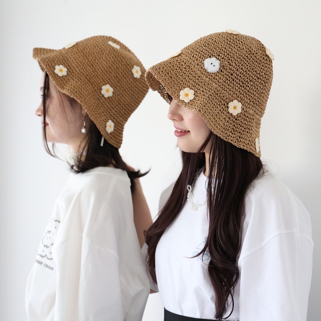 なでウサとおはなハット / ブラウン (MK-473)
