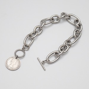シックスペンスコインステンレスラウンドチェーントグルブレスレット