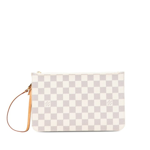 ルイ ヴィトン ダミエ アズール ネヴァーフル付属 ポーチ ホワイト PVC レザー レディース LOUIS VUITTON 【中古】